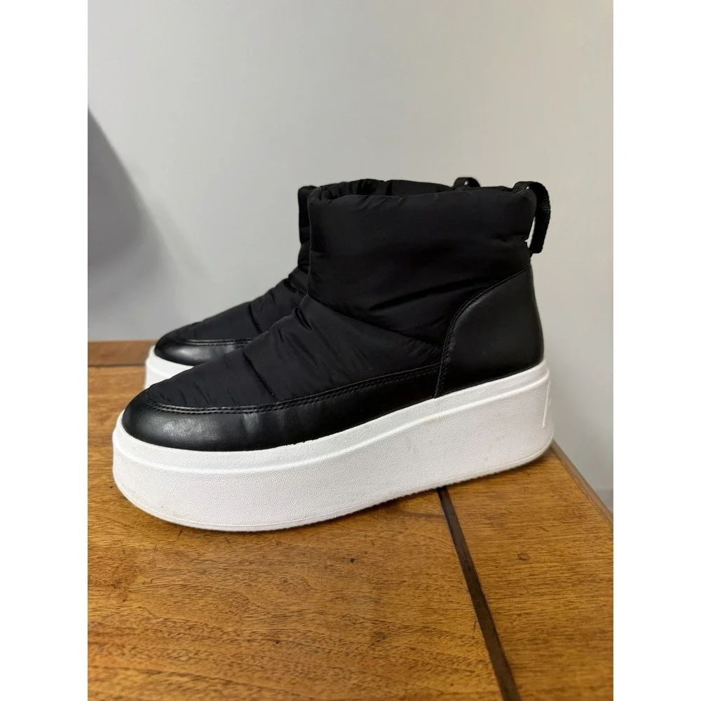 ASH Women's 7 7.5 38 Maxi Bis Platform Boots Puffy Quilted Leather pull-on Black